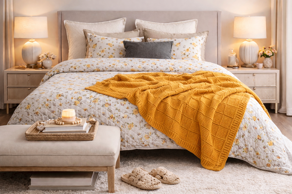 Chunky Square Knit Throw