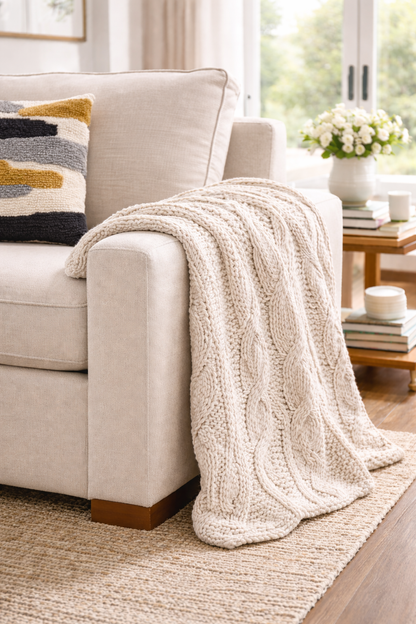 Chunky Cable Knit Throw