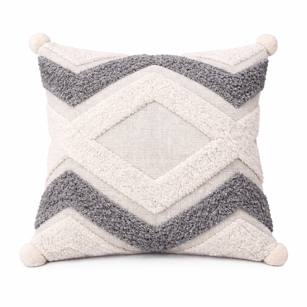 Tuft Chevron Diamond Accent Pillow